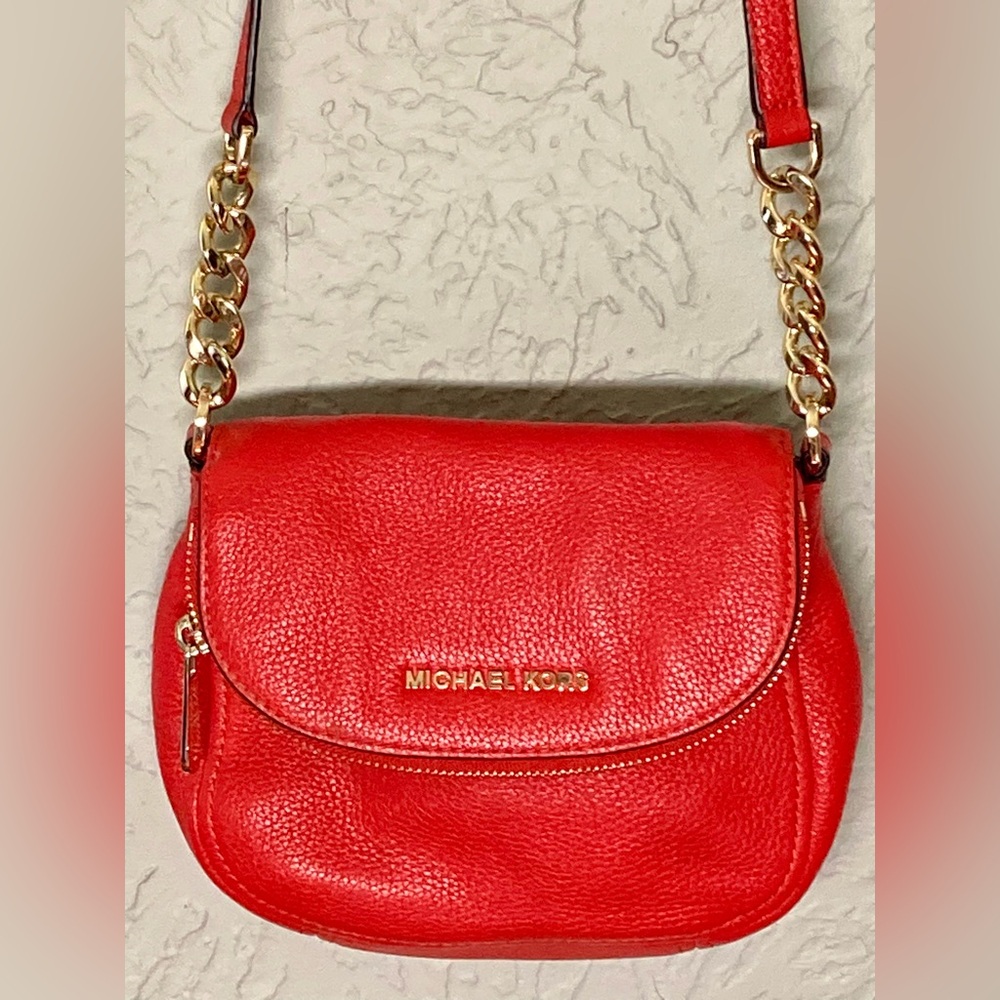 MICHAEL KORS Handbag Bedford Legacy Leather Flap Crossbody Bag Red